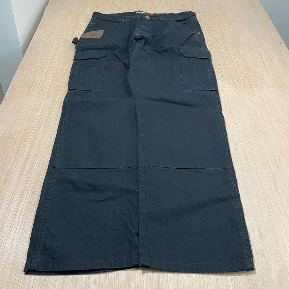 Wrangler Carpenter Pants Mens Black Riggs Workwear Double Knee 3W060BL 35x32